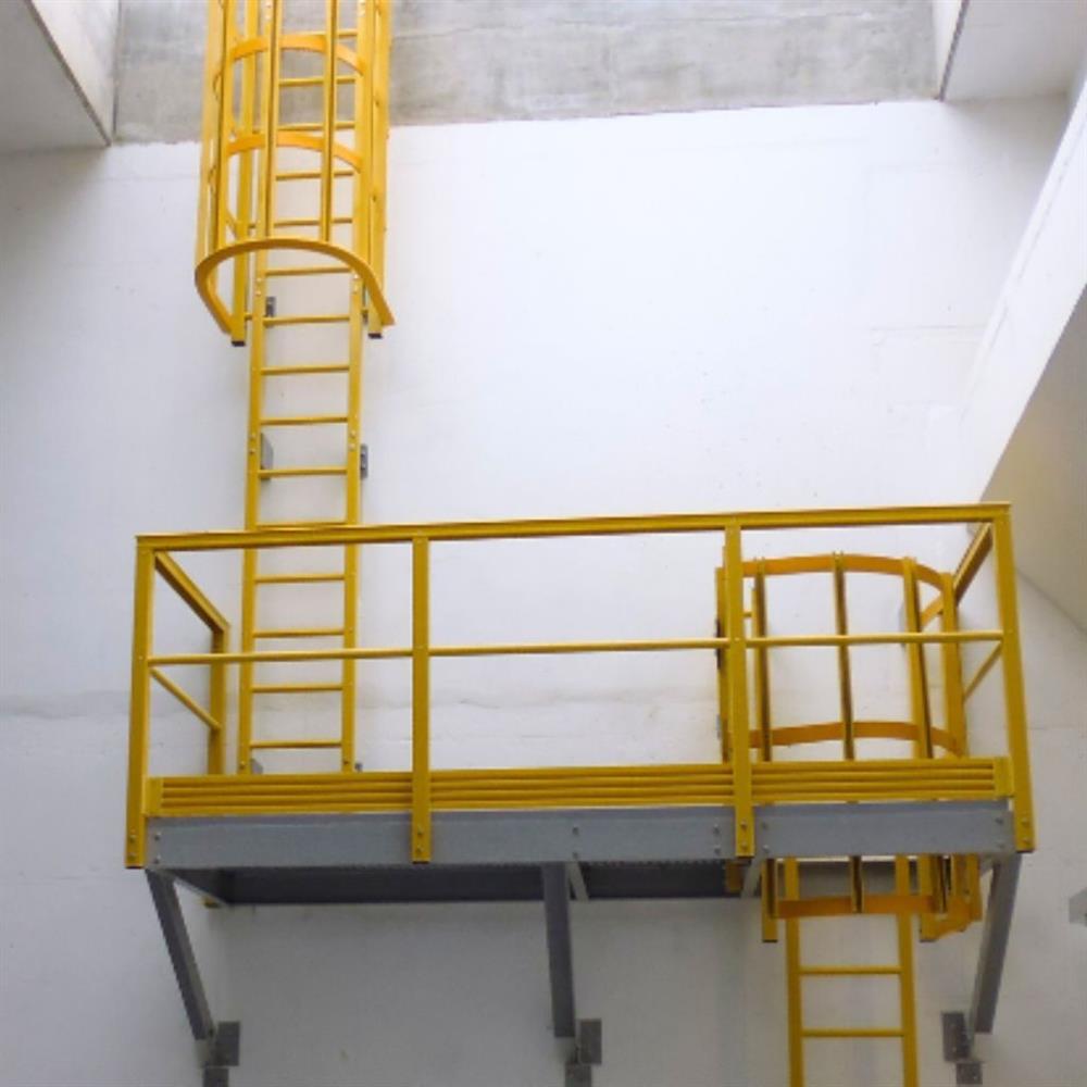 GRP Ladders With Safety Cage